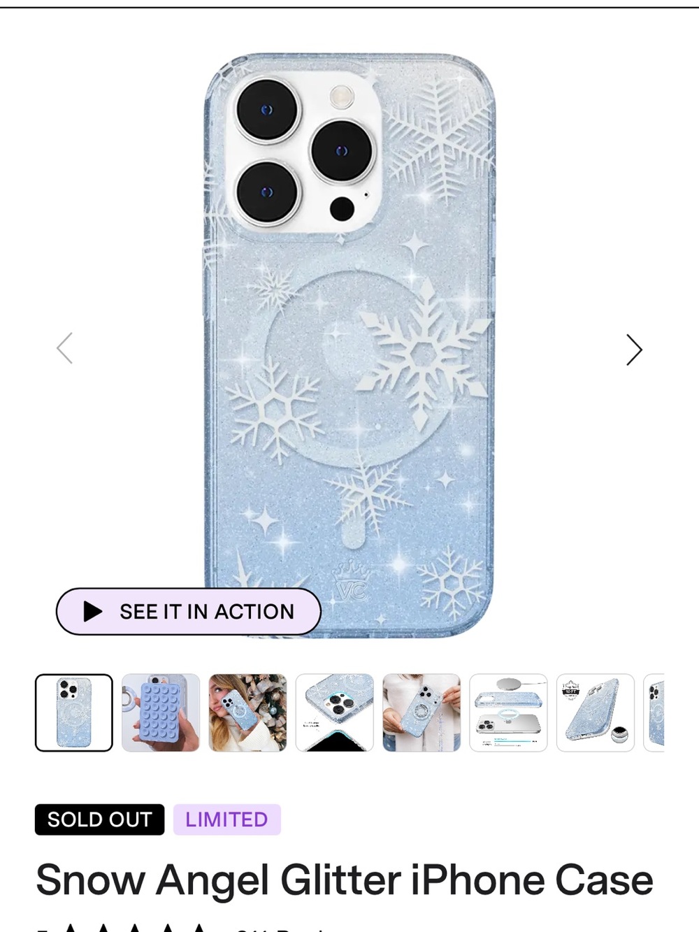 Velvet Caviar Snow Angel Glitter iPhone Case - Light Blue & White